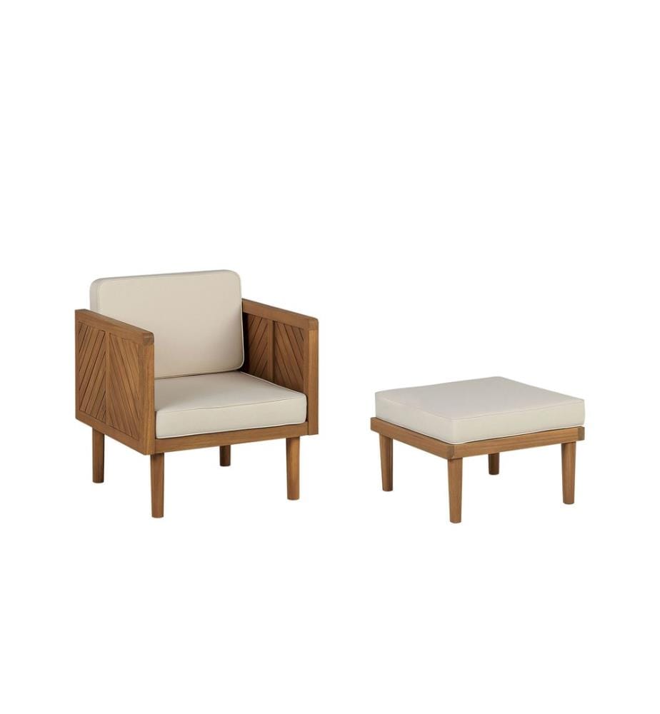 Fauteuil de jardin avec ottoman BARATTI Acacia Marron