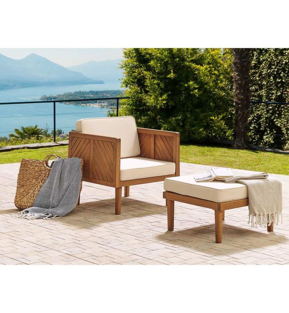 Garten Ottomane BARATTI Akazienholz Braun
