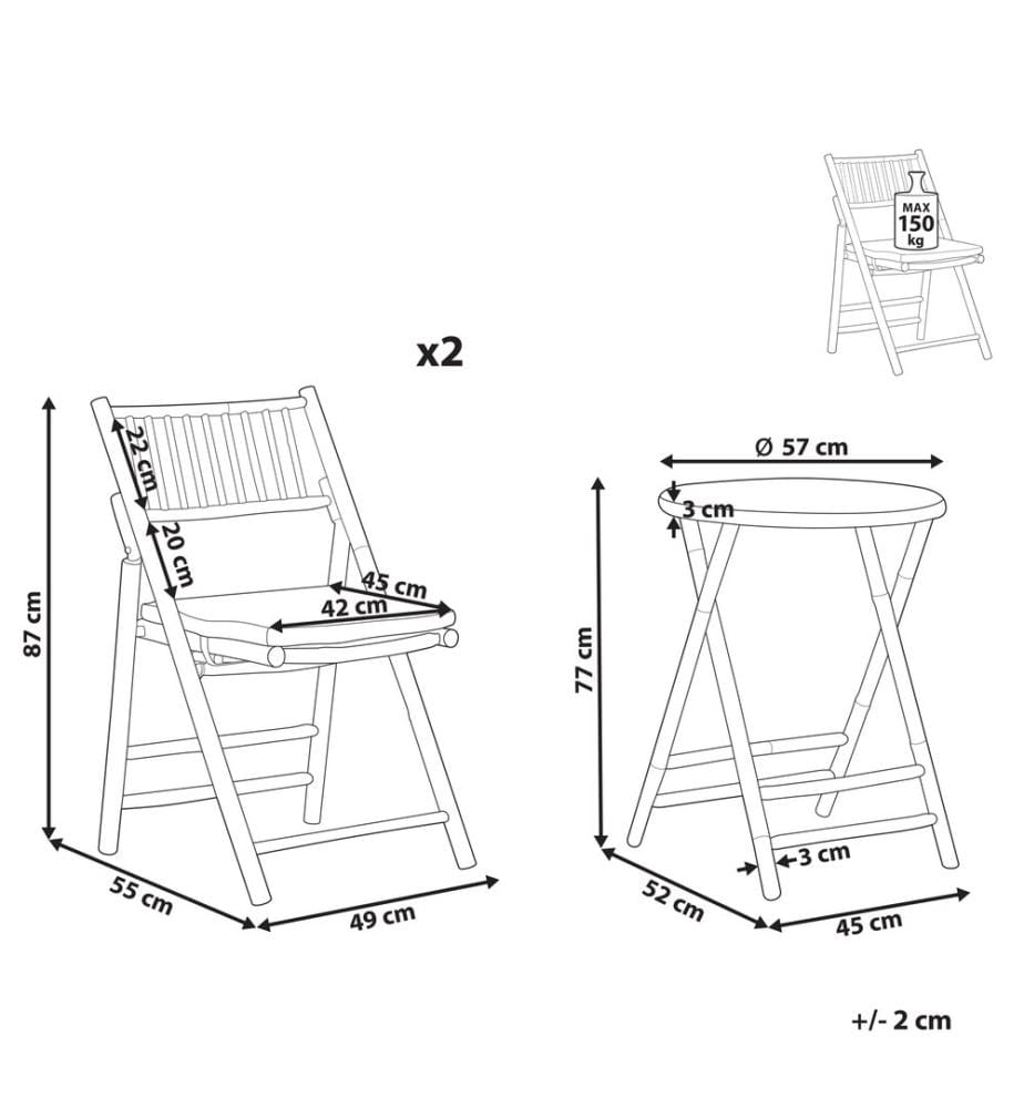 Ensemble bistrot Pliant SAVELLETRI Bambou Marron