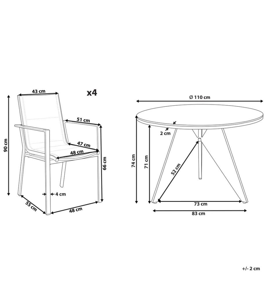 Gartenmöbel Set 4-Sitzer OLMETTO/BUSSETO Metall Schwarz