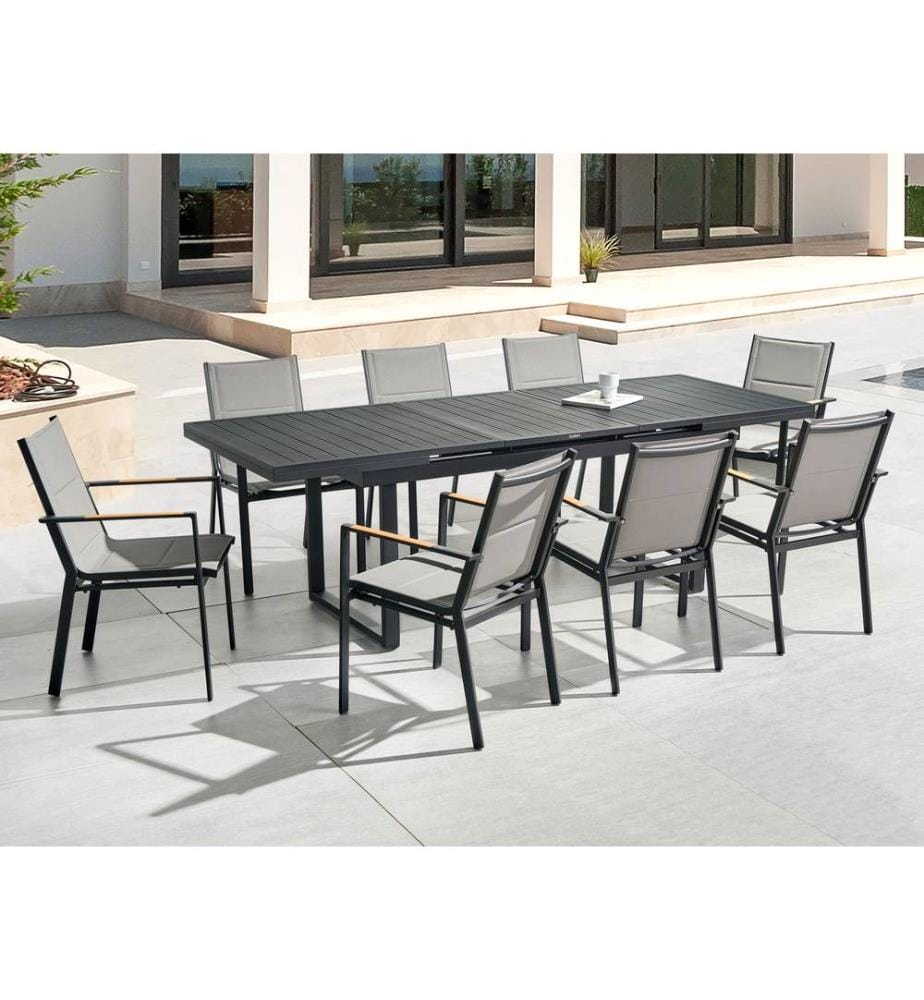 Gartenmöbel Set 8-Sitzer VALCANETTO/BUSSETO Metall Schwarz