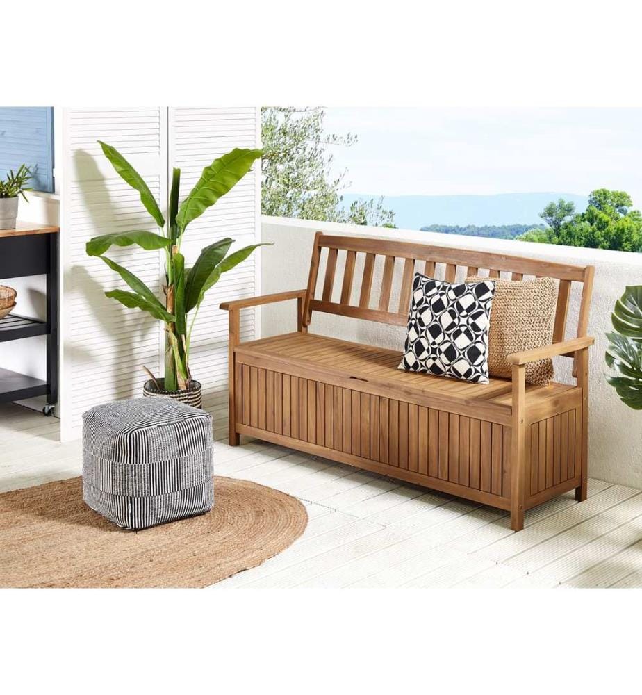 Panchina da giardino SOVANA 160 cm con contenitore Legno d'acacia Marrone