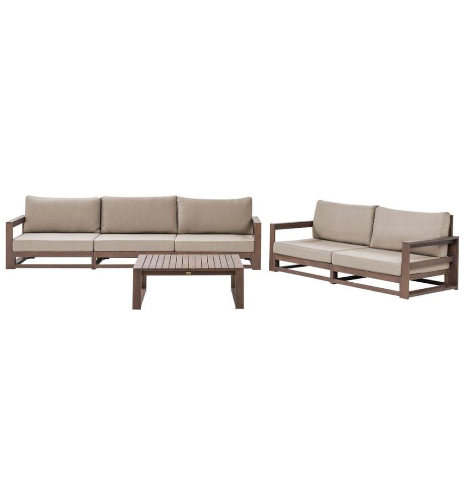 Lounge Set mit Tisch 5-Sitzer TIMOR modular zertifiziertes Akazienholz Dunkelbraun
