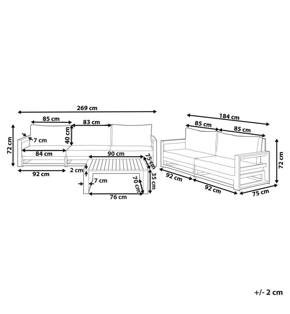 Lounge Set mit Tisch 5-Sitzer TIMOR modular zertifiziertes Akazienholz Dunkelbraun