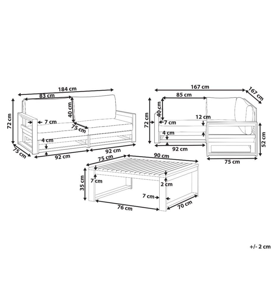 Lounge Set mit Tisch 4-Sitzer TIMOR modular zertifiziertes Akazienholz Dunkelbraun