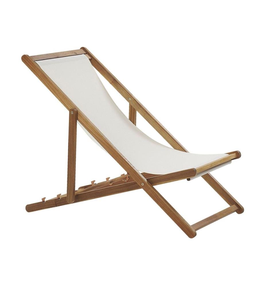 Folding Deck Chair ANZIO with Replacement Fabrics Acacia Wood Light Brown