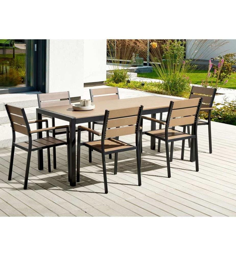 Gartentisch VERNIO 180 cm 90 cm Metall Braun / Schwarz