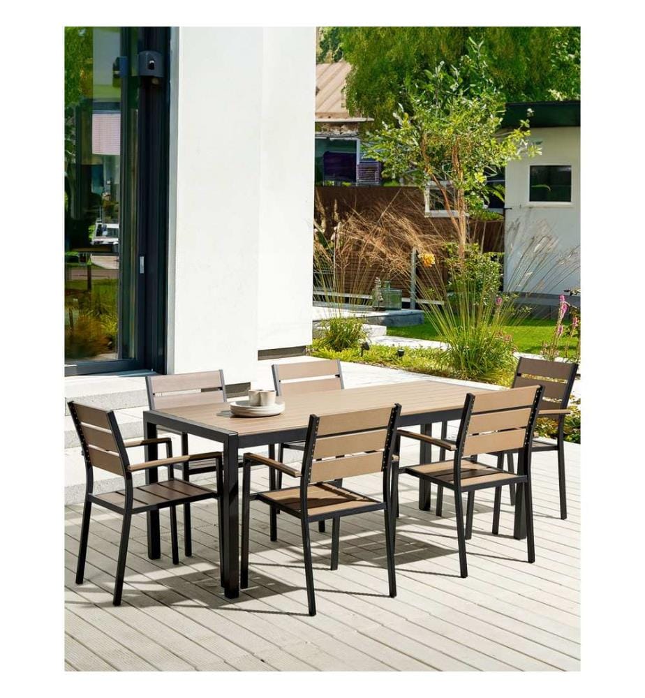 Gartenstuhl 6er Set VERNIO Braun / Schwarz
