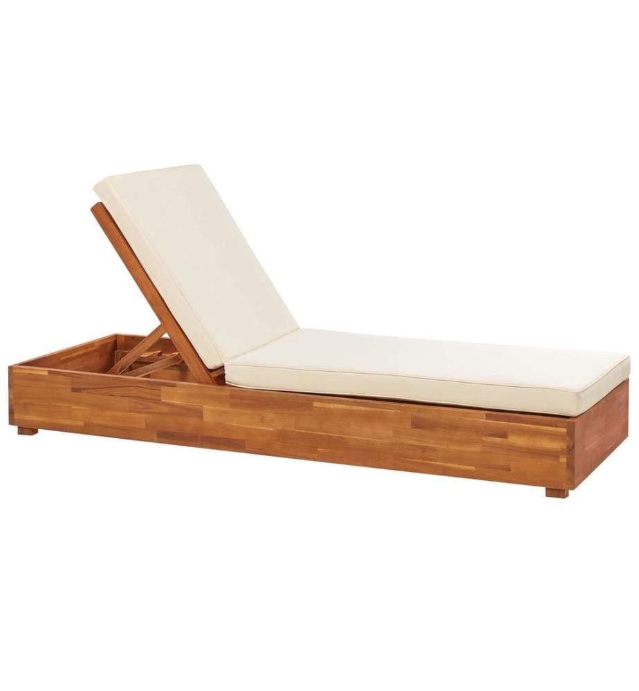 Sonnenliege mit Kissen FANANO mit Relaxfunktion Akazienholz Braun