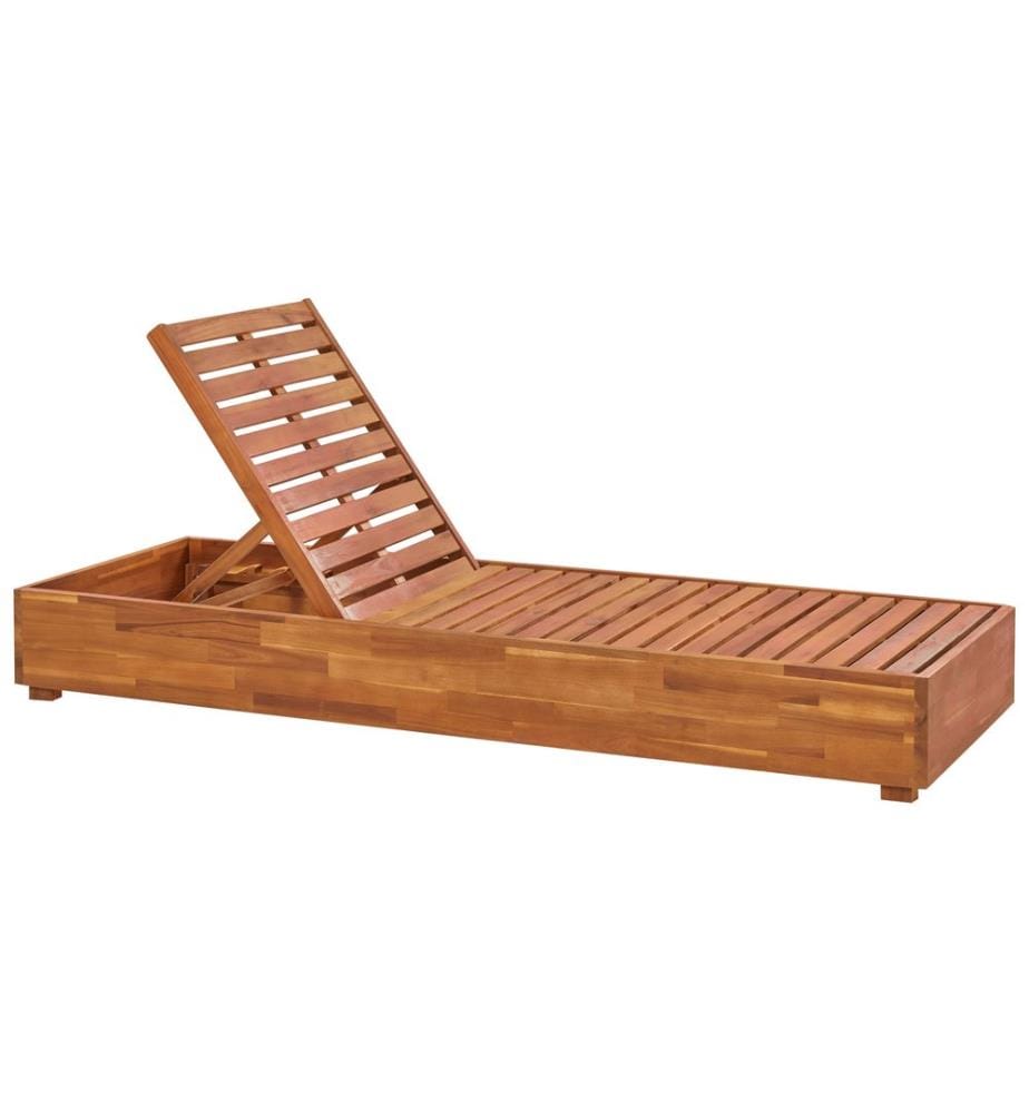 Sonnenliege mit Kissen FANANO mit Relaxfunktion Akazienholz Braun