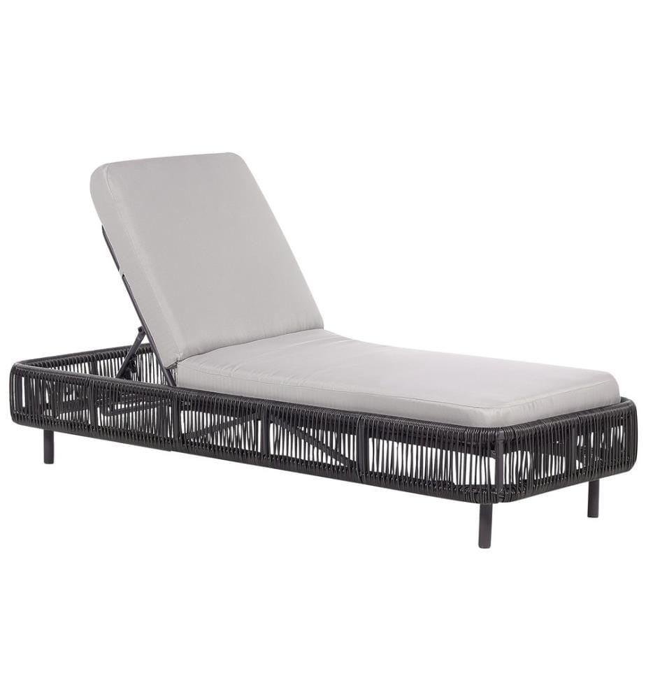 Sonnenliege mit Kissen OSINI mit Relaxfunktion Polyrattan Grau