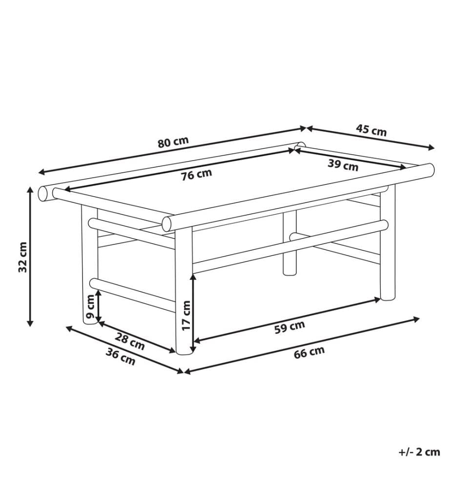 Table basse de jardin TODI 45 cm 80 cm Bambou Marron