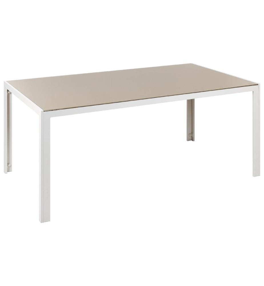 Gartentisch CATANIA 160 cm 91 cm Glas Beige
