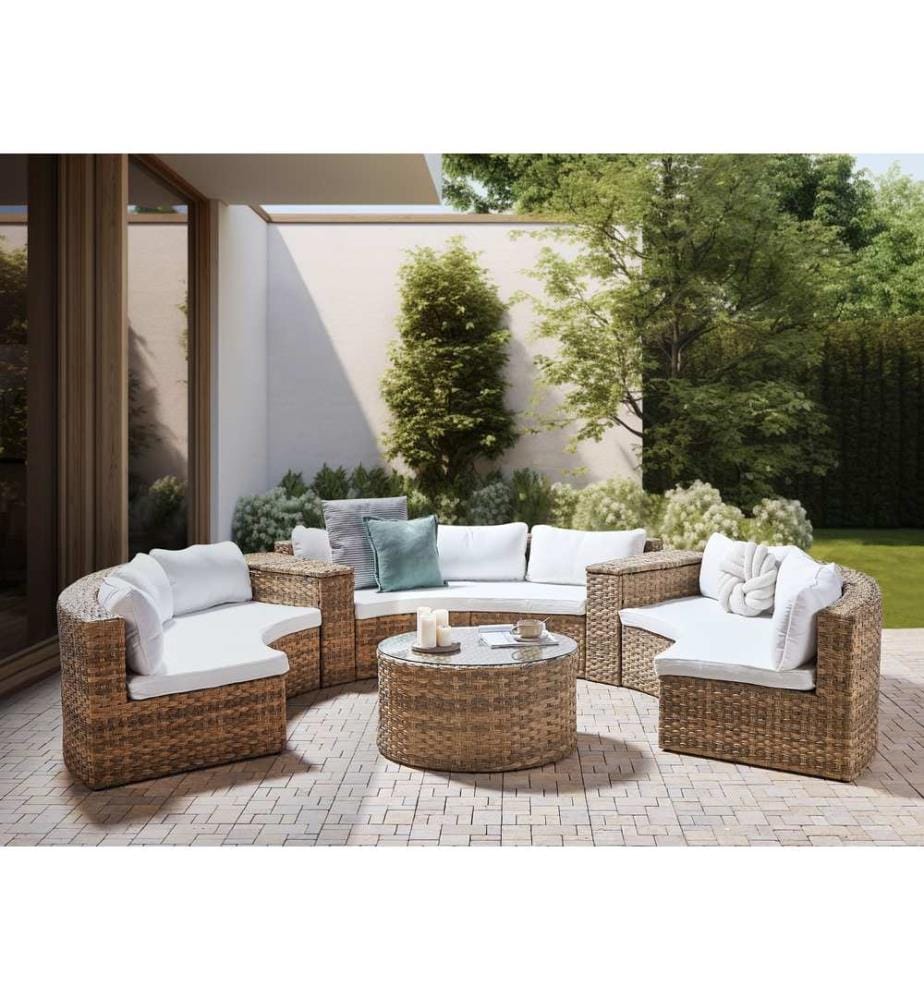 Lounge Set mit Tisch 9-Sitzer SEVERO Polyrattan Goldbraun