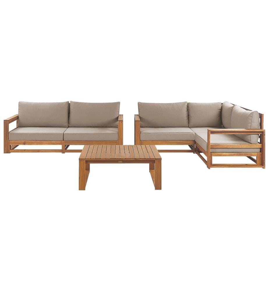 Lounge Set mit Tisch 4-Sitzer TIMOR modular zertifiziertes Akazienholz Hellbraun