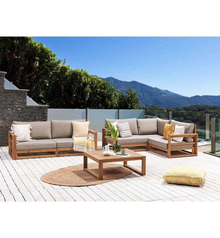 Lounge Set mit Tisch 4-Sitzer TIMOR modular zertifiziertes Akazienholz Hellbraun