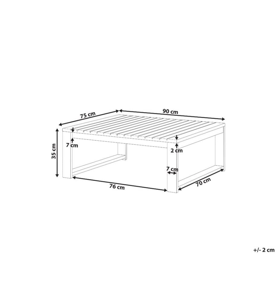 Table basse de jardin TIMOR 90 cm 75 cm Bois d'acacia certifié Marron clair