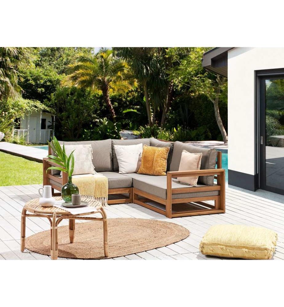 Garten Ecksofa 2-Sitzer TIMOR modular zertifiziertes Akazienholz Hellbraun