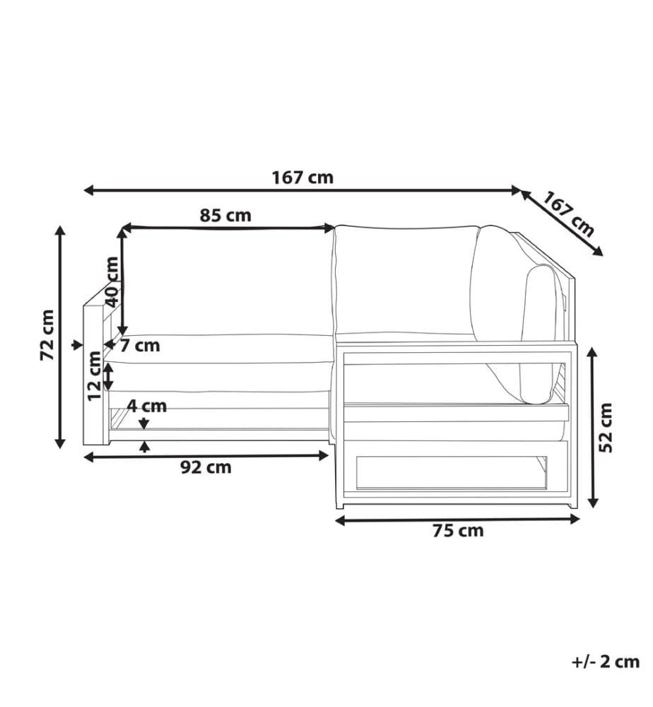 Garten Ecksofa 2-Sitzer TIMOR modular zertifiziertes Akazienholz Hellbraun