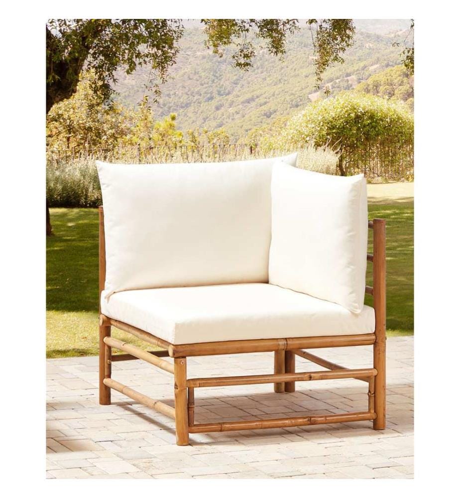Garten-Eckmodul CERRETO Bambusholz Cremeweiss