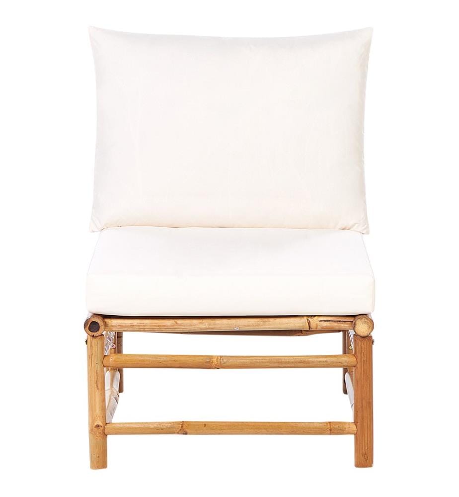 Garten Ecksofa mit Tisch 4-Sitzer CERRETO linksseitig Bambusholz Cremeweiss