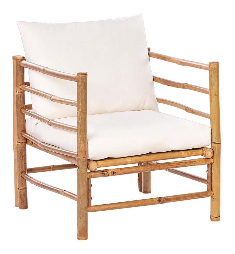 Lounge Set mit Tisch 6-Sitzer CERRETO Bambusholz Cremeweiss