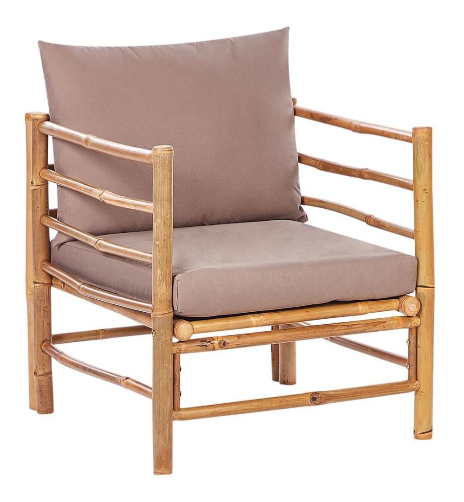 Lounge Set mit Tisch 5-Sitzer CERRETO linksseitig Bambusholz Taupe