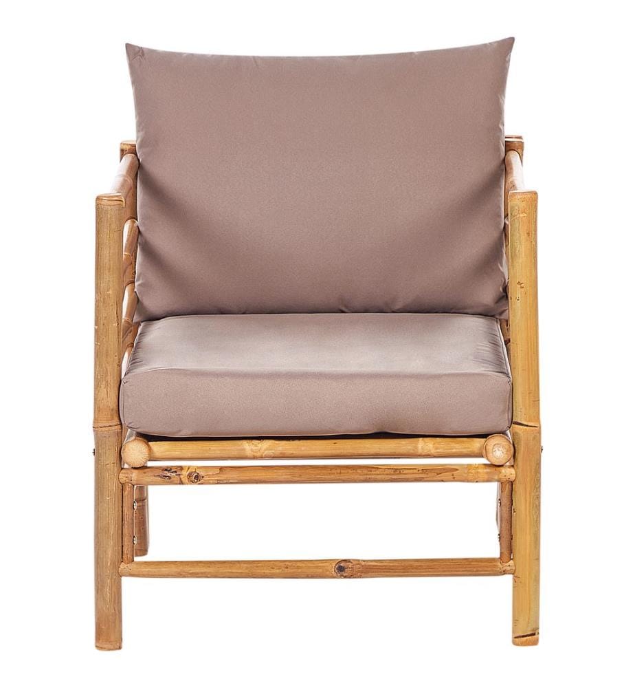 Lounge Set mit Tisch 5-Sitzer CERRETO linksseitig Bambusholz Taupe