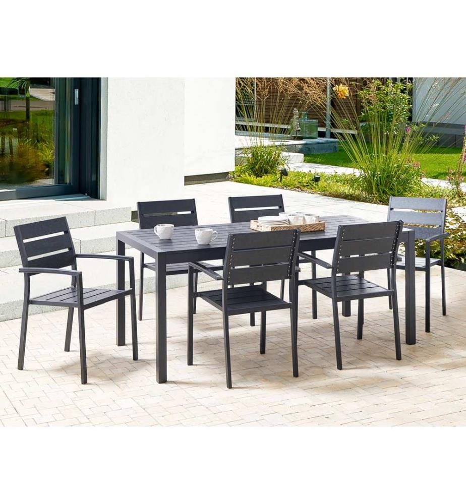 Gartentisch VERNIO 180 cm 90 cm Metall Schwarz