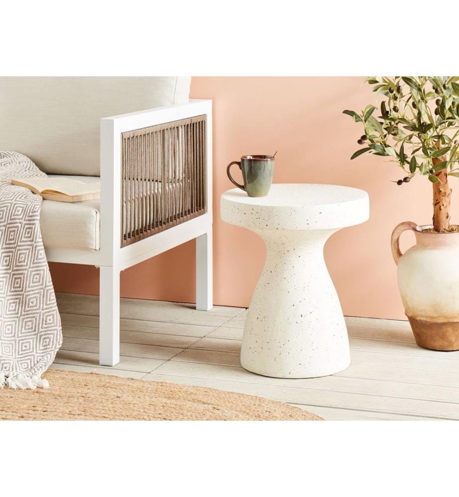 Side Table BIVIERE 39 cm 39 cm Terrazzo Effect White Terrazzo