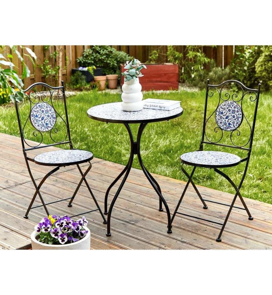 Ensemble bistrot Pliant CAMPRENA Métal Noir