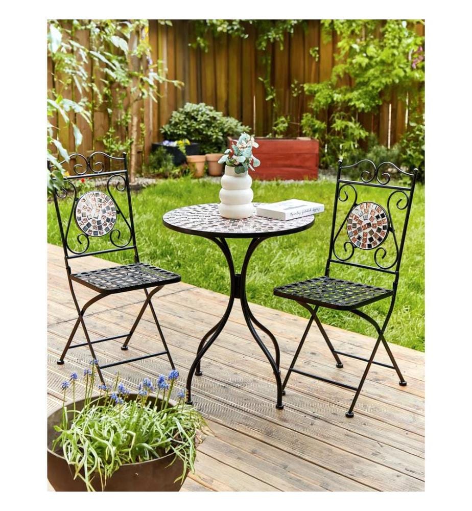 Gartenstuhl 2er Set CARPINO Metall Schwarz