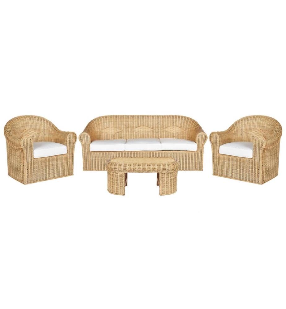 Lounge Set mit Tisch 5-Sitzer LIVADEIA Rattan Naturfarben