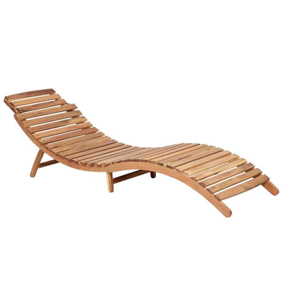Sonnenliege mit Kissen LUINO Akazienholz Cremeweiss