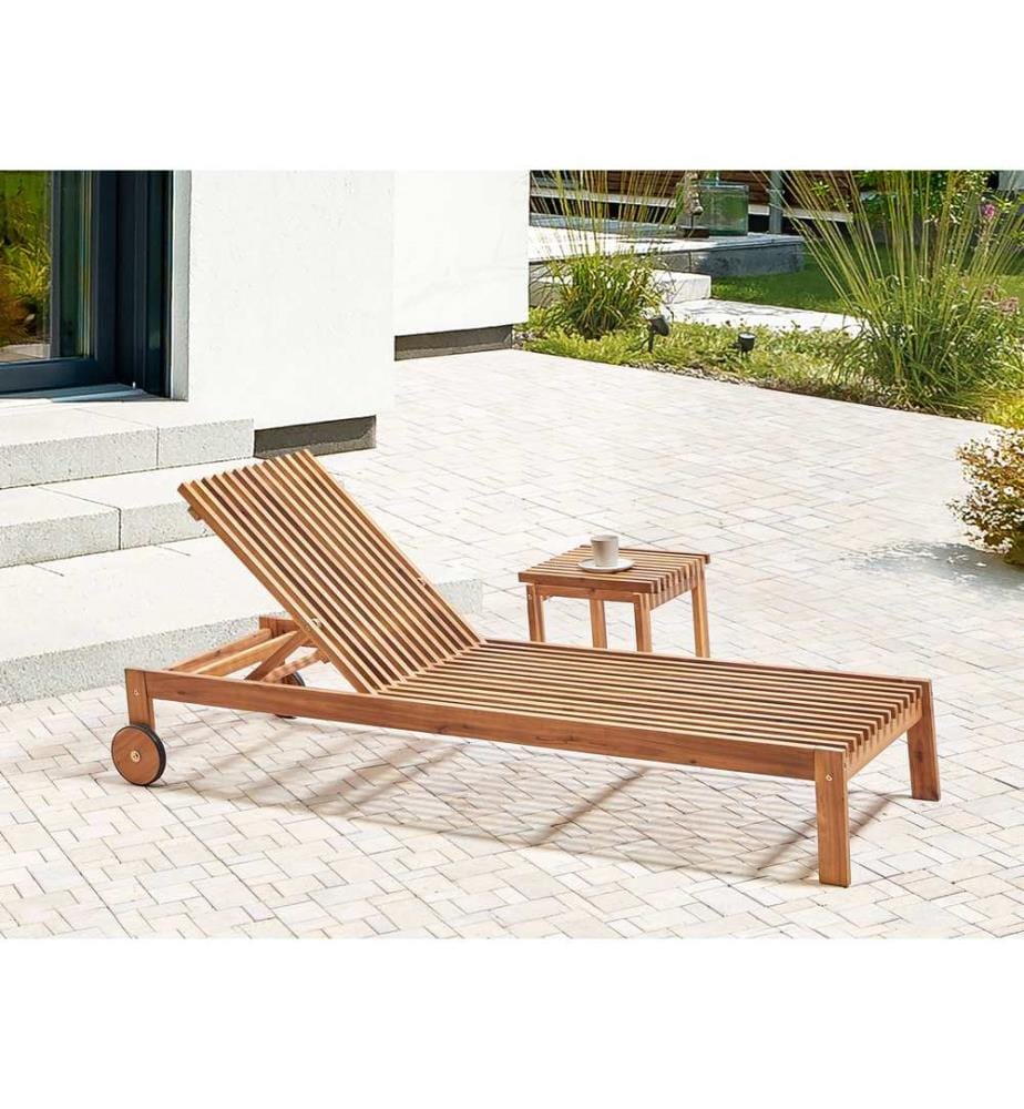 Sonnenliege BELLANO mit Relaxfunktion Akazienholz Braun