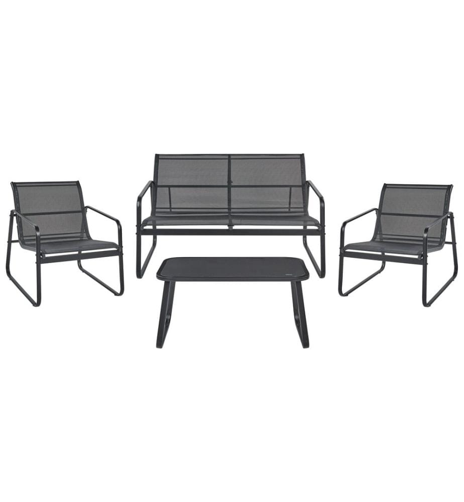 Lounge Set mit Tisch 4-Sitzer BARREA Metall Schwarz
