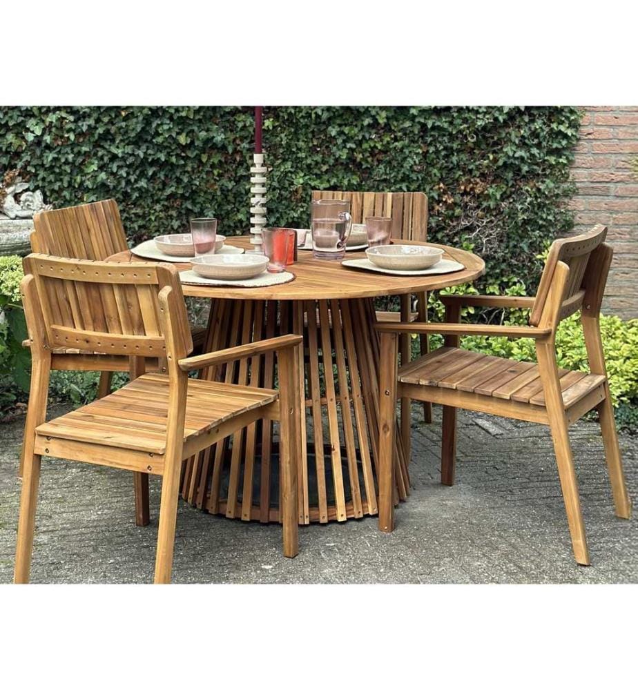 Gartenmöbel Set 4-Sitzer AGELLO Akazienholz Braun