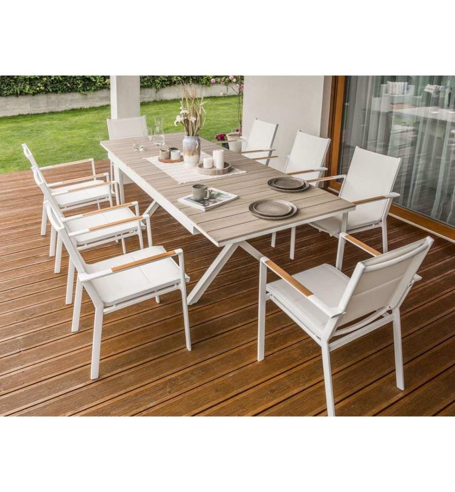 Table de salle à manger de jardin extensible FANES 184/242 cm 90 cm Métal Blanc