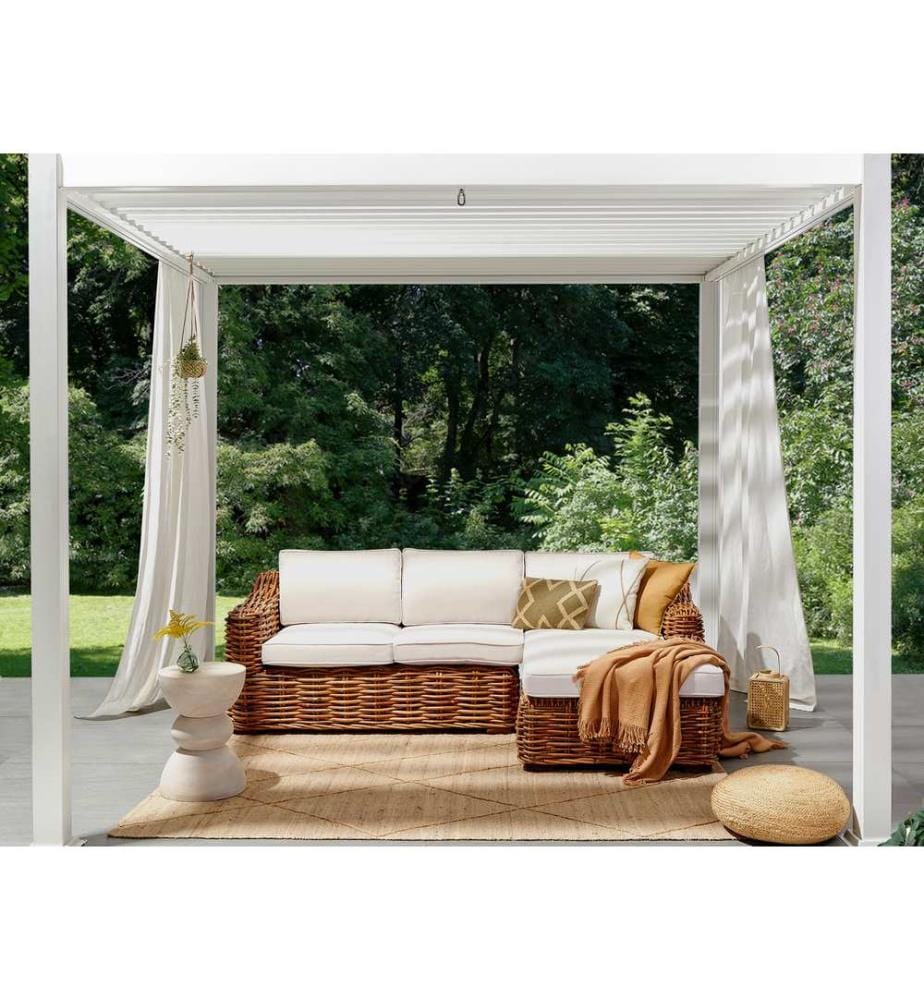 Garten Ecksofa 3-Sitzer BRIATICO linksseitig Rattan Naturfarben