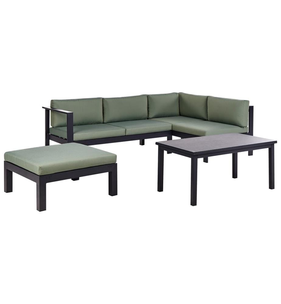 Garten Ecksofa mit Tisch 5-Sitzer MESSINA linksseitig Metall Grün