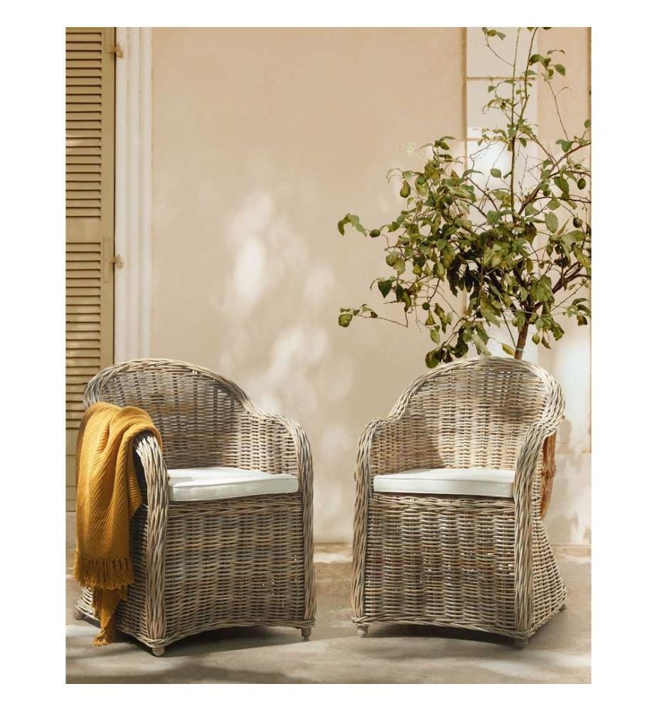 Lot de 2 chaises de jardin en rotin naturel SUSUA II