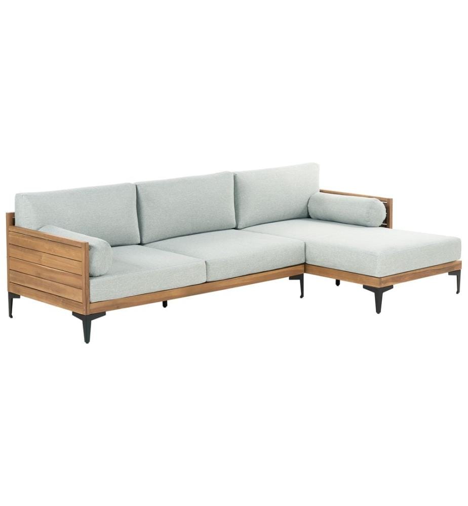 Garten Ecksofa 4-Sitzer CAVEZZO linksseitig zertifiziertes Akazienholz Grau
