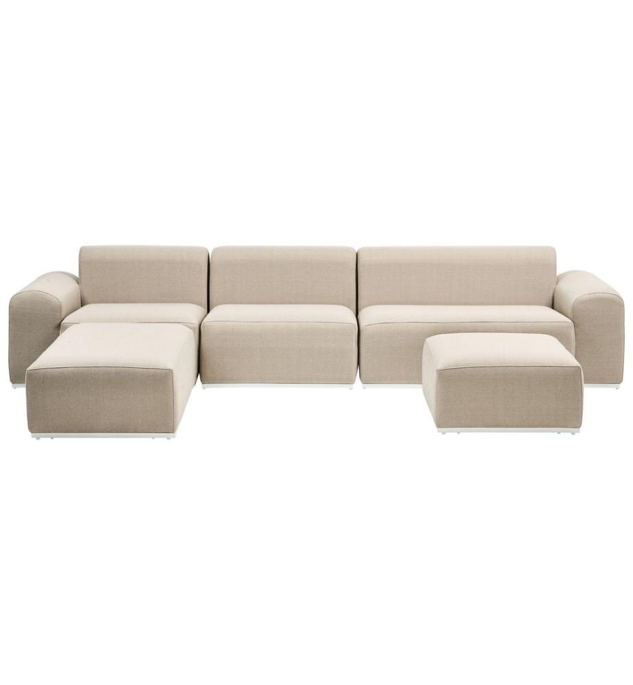 Gartensofa mit Ottomane 7-Sitzer BATTIFOLLO modular Beige