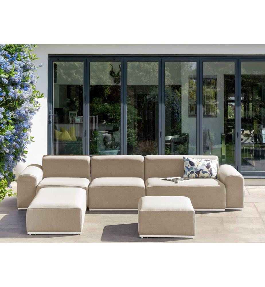 Gartensofa mit Ottomane 7-Sitzer BATTIFOLLO modular Beige