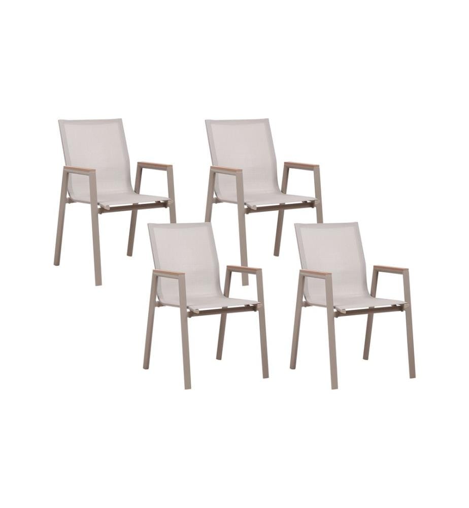 Gartenstuhl 4er Set TIANO Metall Taupe