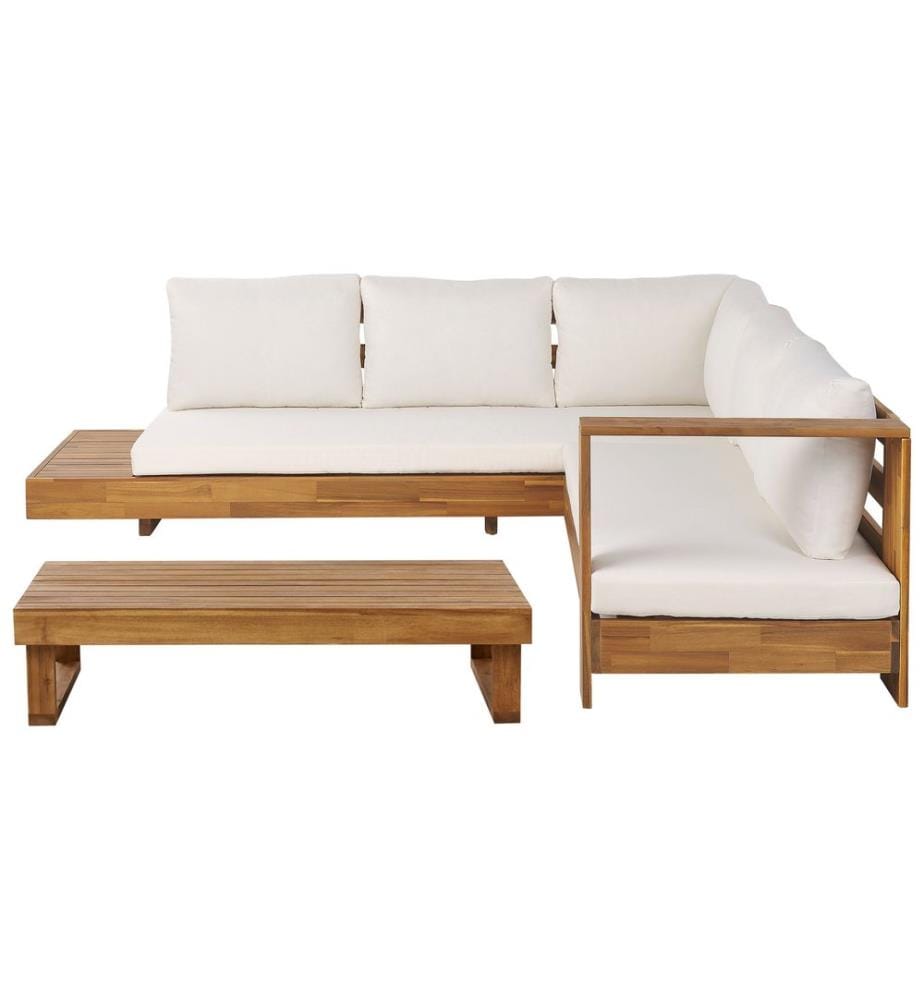 Garten Ecksofa mit Tisch 5-Sitzer MARETTIMO linksseitig zertifiziertes Akazienholz Braun