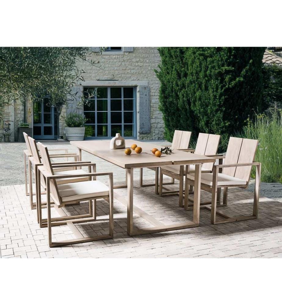 Gartenmöbel Set 6-Sitzer AZZANELLO Akazienholz Cremeweiss