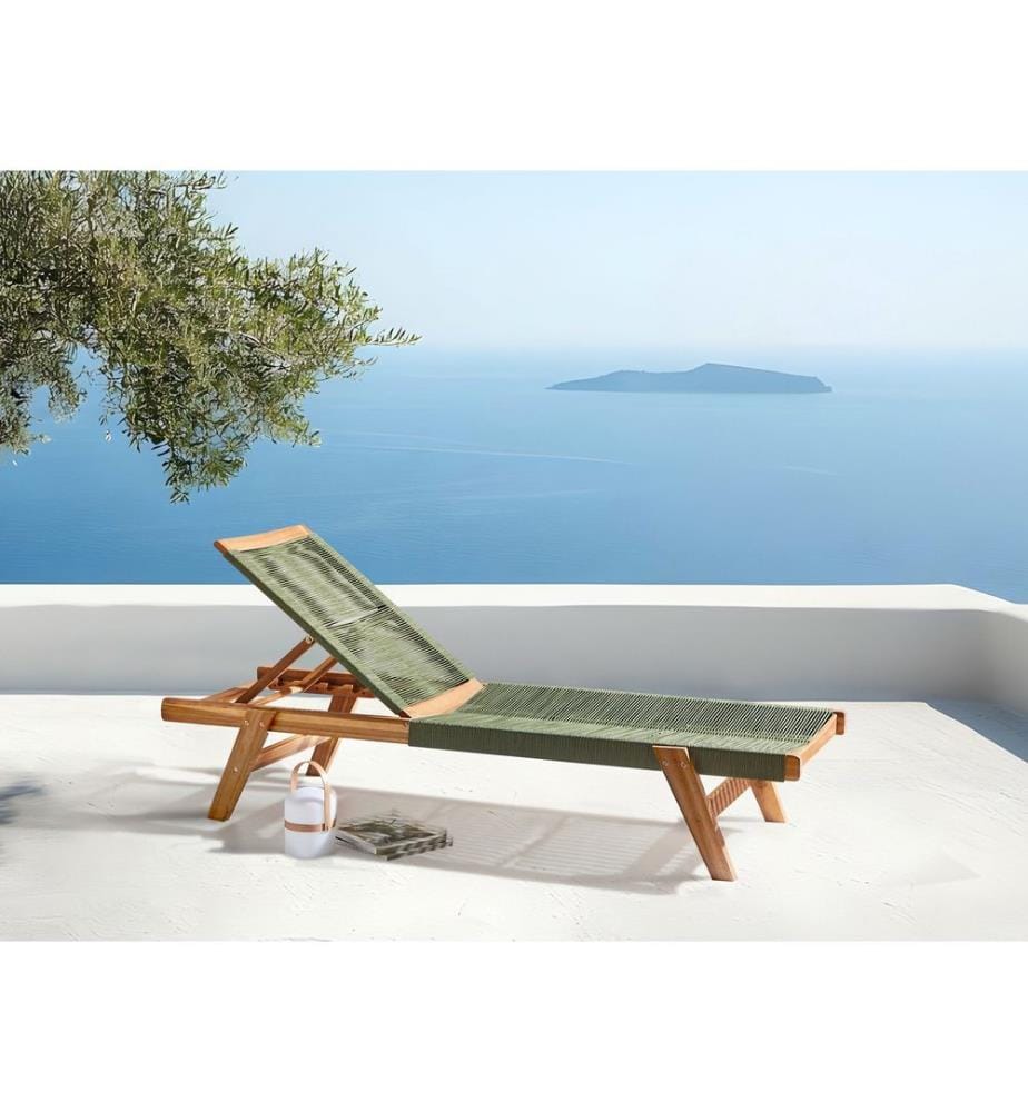 Sonnenliege PROSSEDI mit Relaxfunktion Akazienholz Grün