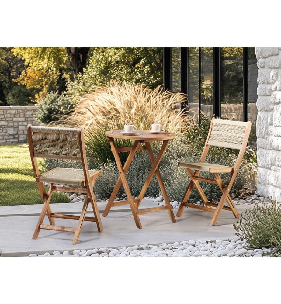 Tavolino Bistrot PROSSEDI 60 cm 60 cm Legno d'acacia Marrone