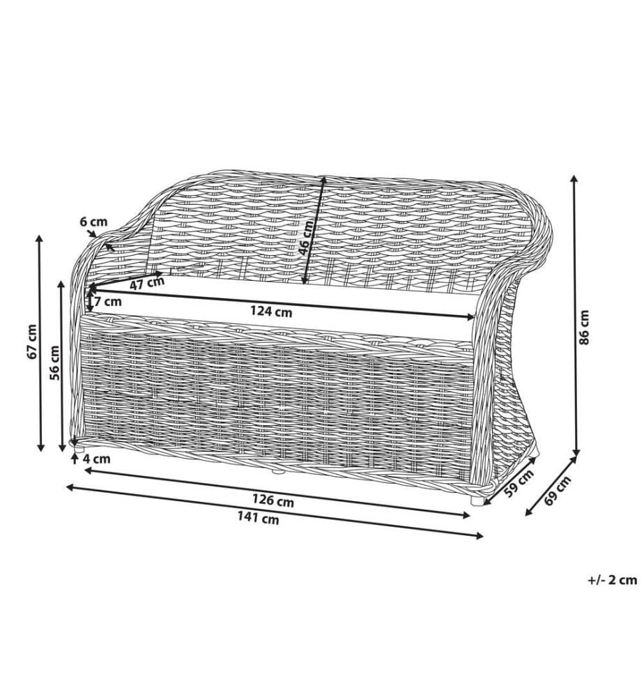 Panca da giardino con cuscino SUSUA 141 cm Rattan Naturale